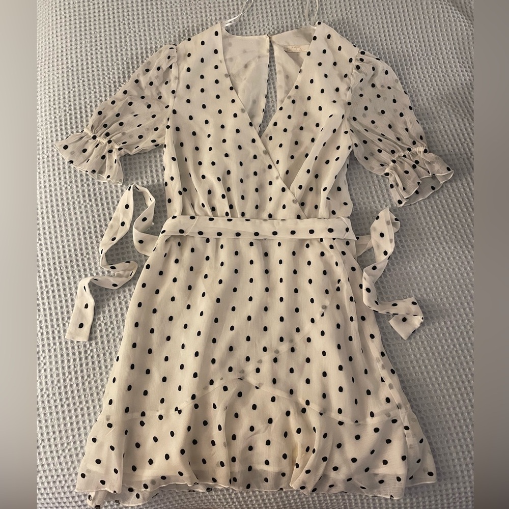 TALULAH Cream and Black Polka Dot Mini Dress